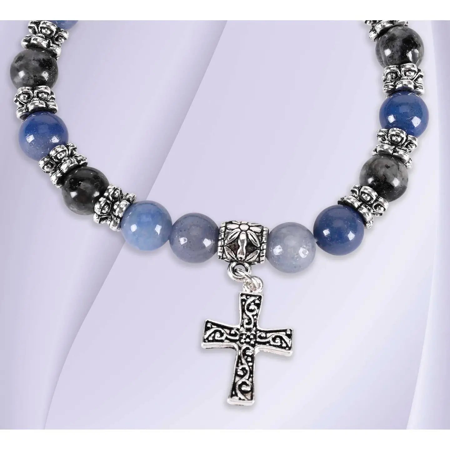 Stretch Bracelet Blue Stone Silverplated
