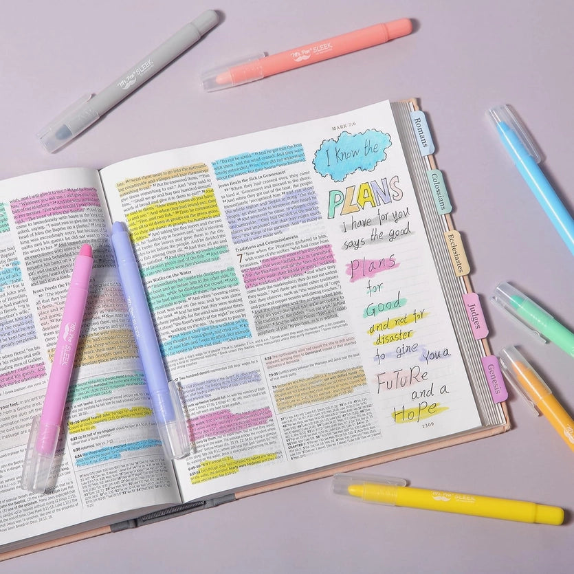 Mr. Pen Gel Highlighter - Sharpenable Tip, Pastel, 8 Pack