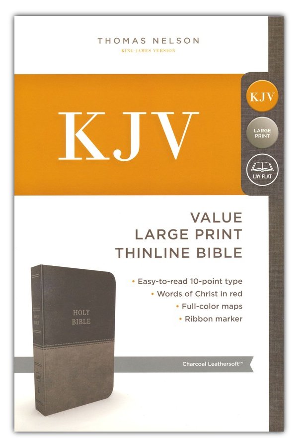KJV, Value Thinline Bible, Large Print, Imitation Leather, Gray, Red Letter Edition