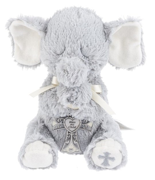Serenity Elephant With Crib Cross, Gray (11″)