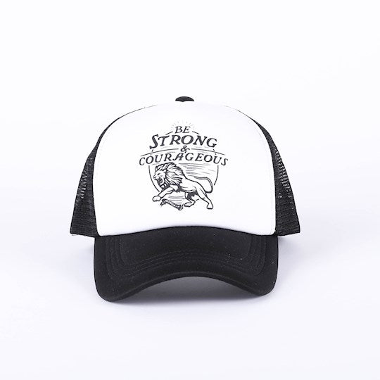 Strong & Courageous Trucker Hat, Black & White