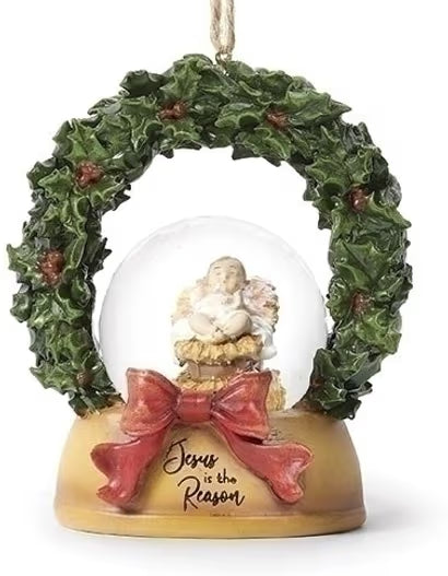 Jesus Is The Reason Globe In Wreath Ornament