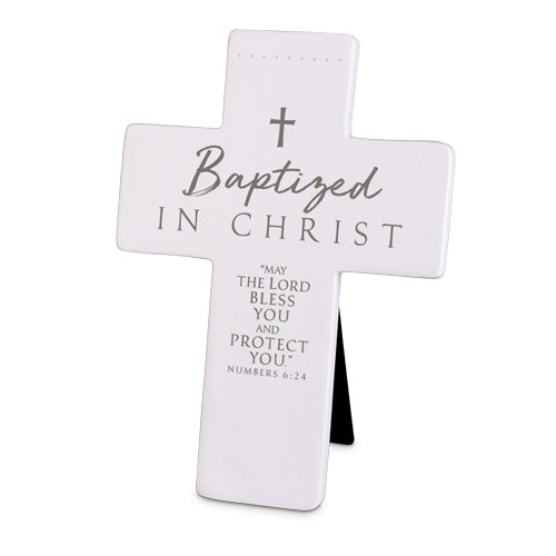 Tabletop Cross Baptized In Christ Resin