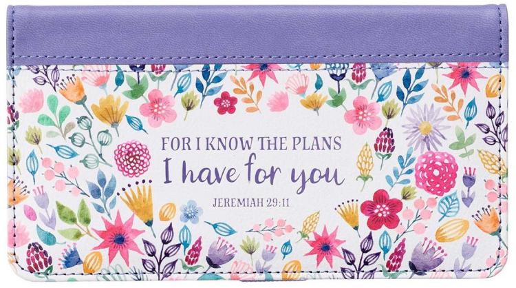 For I Know the Plans I Have For You Two-Toned Faux Leather Checkbook - Jeremiah 29:11