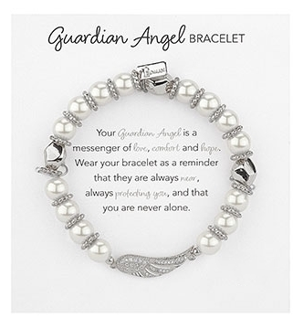 7"L Silver Angel Wing Pearl Bracelet