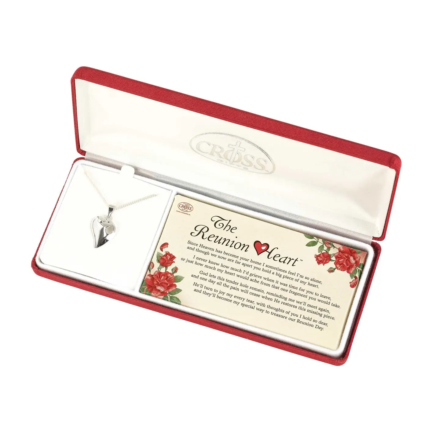 Reunion Heart Necklace Silver Plate, 18" Chain