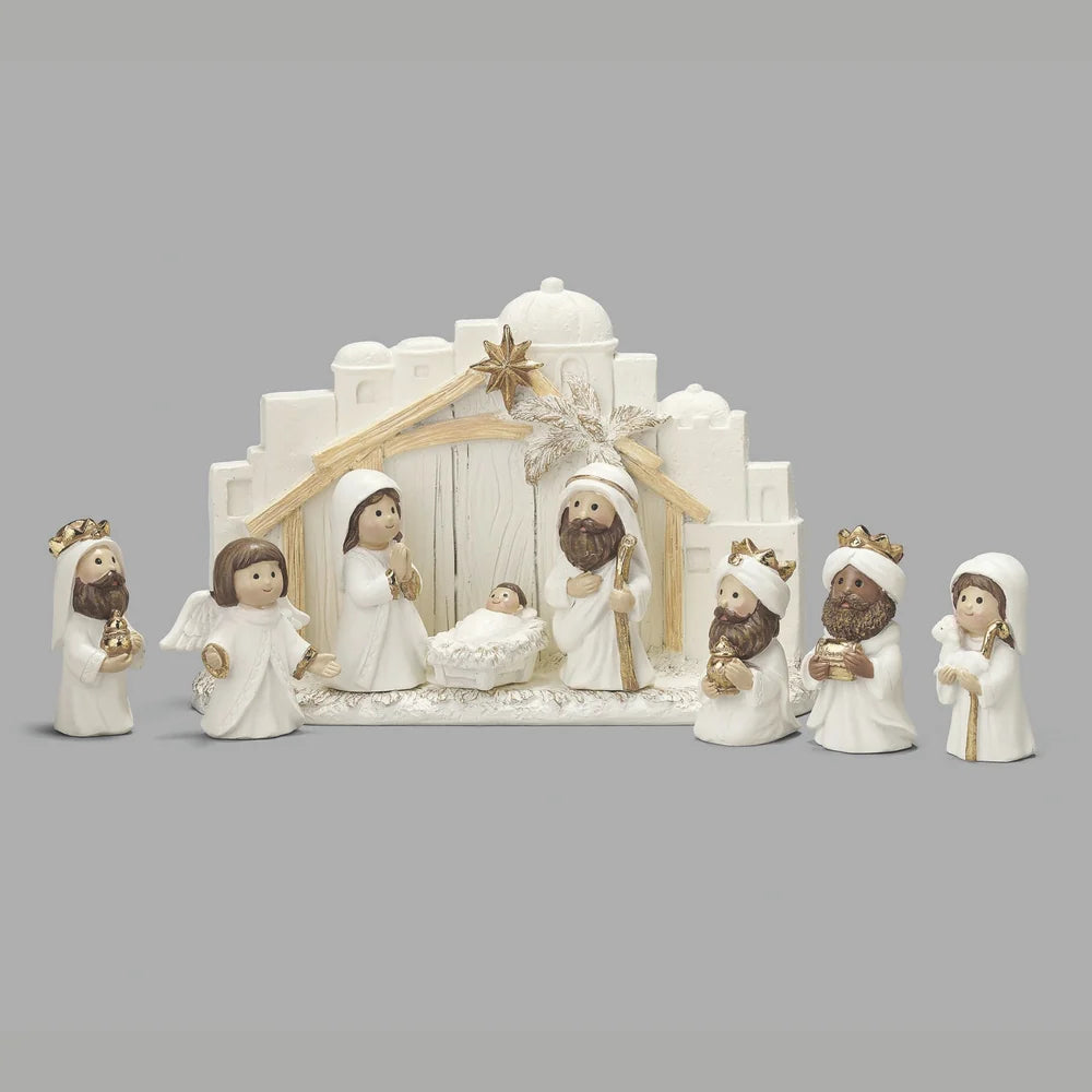 Children’s Nativity 9-Piece Set in All White