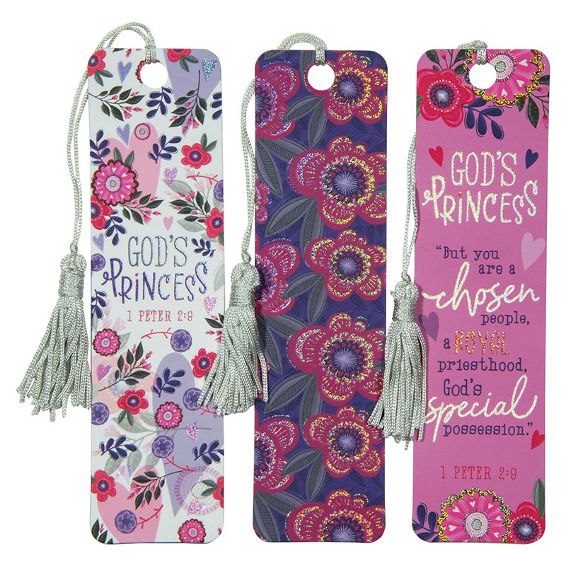 God's Princess Pink Floral Paper Bookmark Set - 1 Peter 2:9