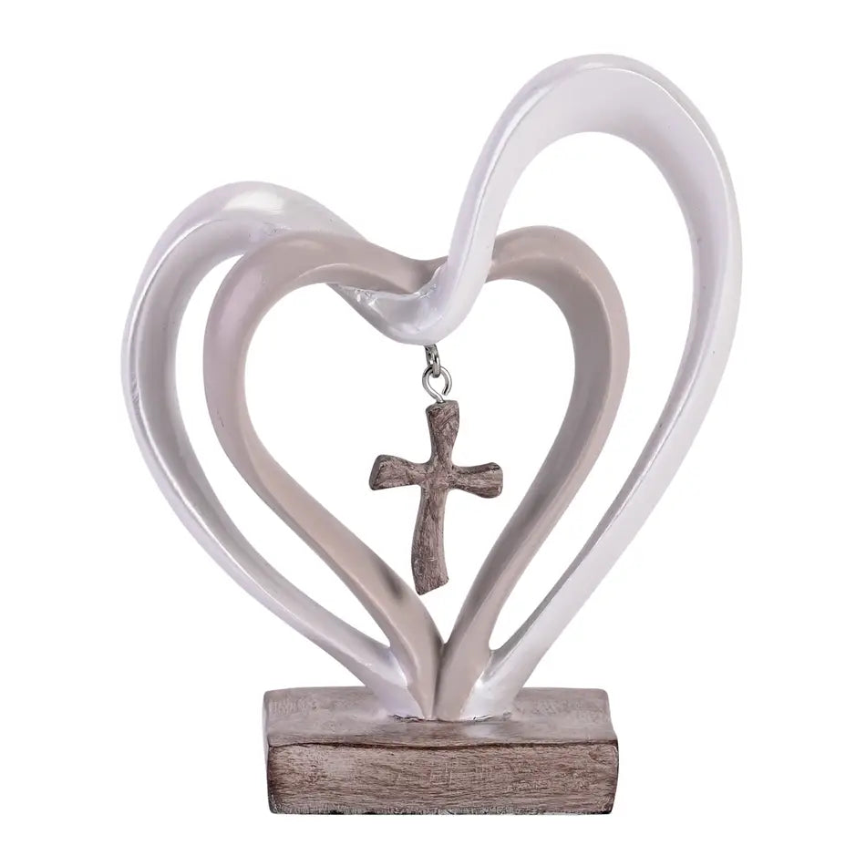 Tabletop Entwined Heart Cross 4.5