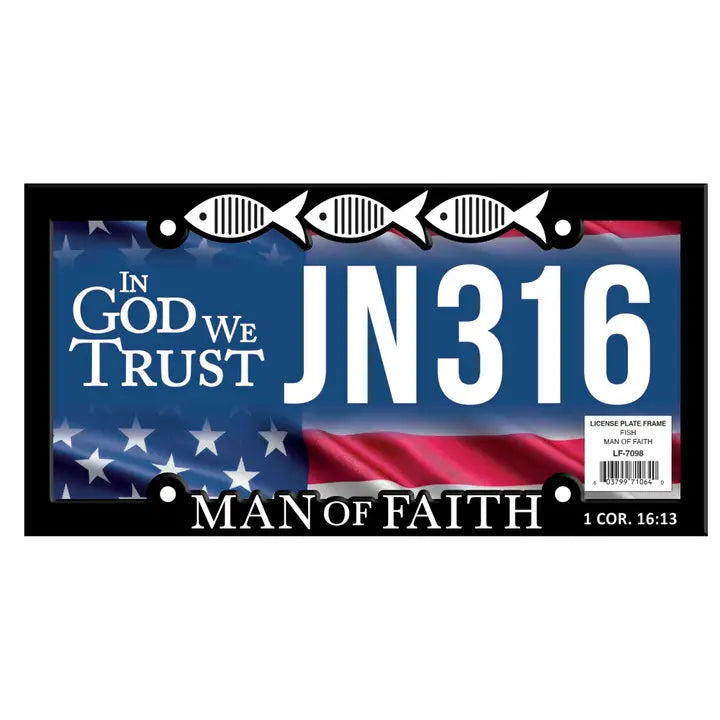 License Plate Frame Fish Man of Faith
