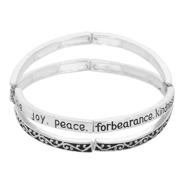 Fruits of the Spirit Two Tone Textured X Shape Bracelet