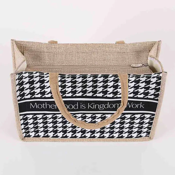 Woven Canvas Tote - Motherhood Is Kingdom Work