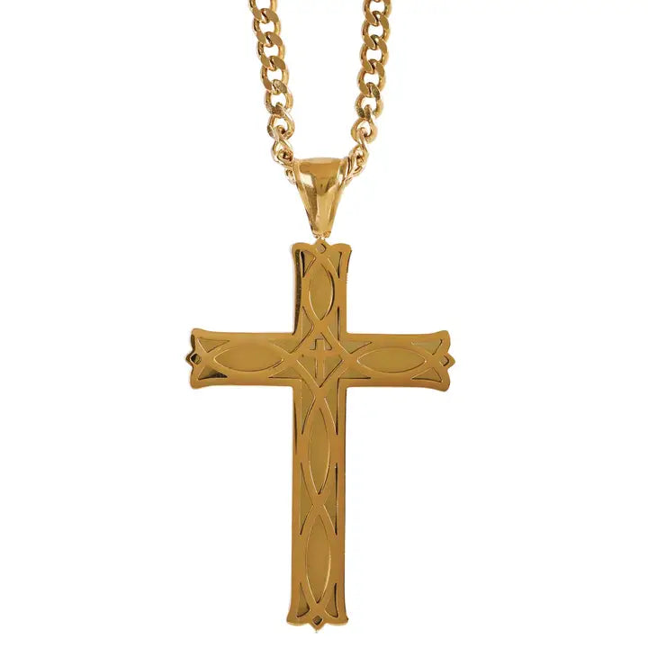 Necklace Gold Plated Bud Cross
