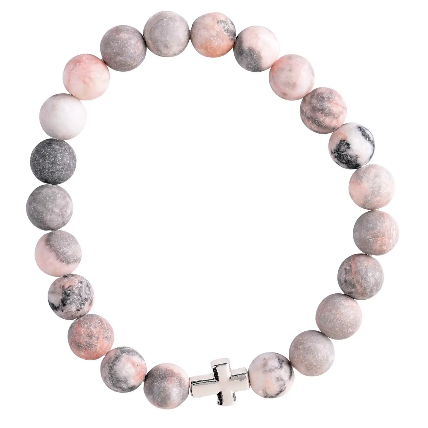 Bracelet Red Zebra Stone with Cross