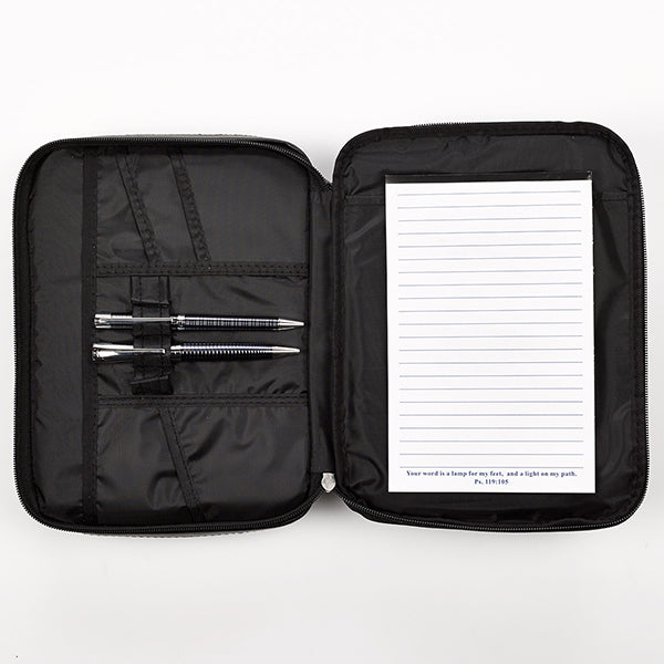 Two-fold LuxLeather Bible Cover Organizer, Black, Small