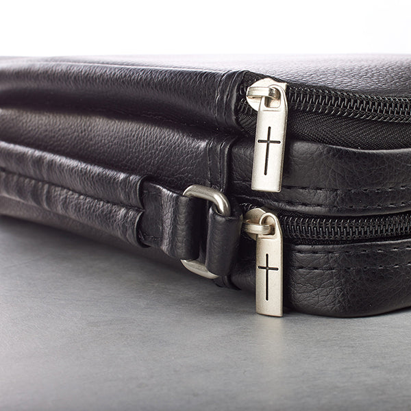 Two-fold LuxLeather Bible Cover Organizer, Black, Small