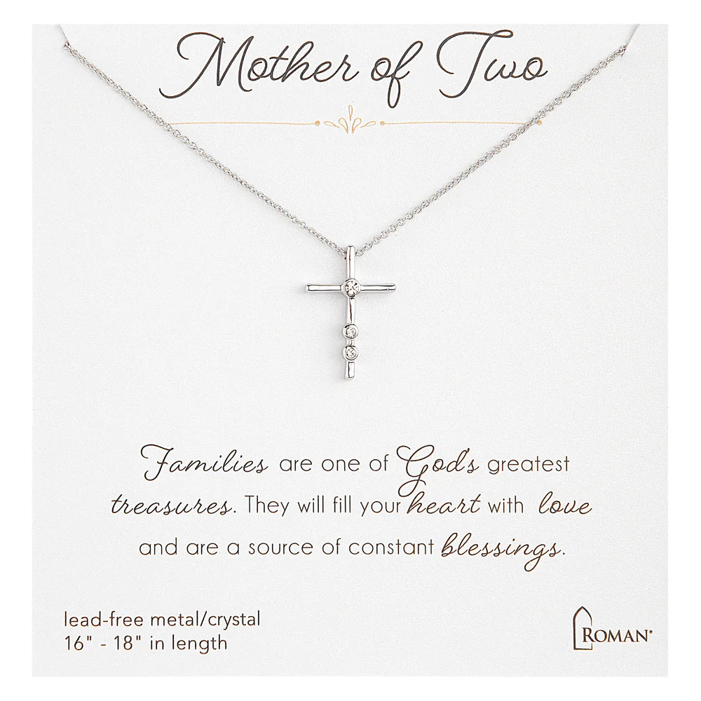 Mother of Two Necklace, Silver