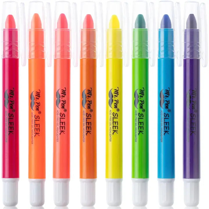 Mr. Pen No Bleed Gel Highlighter - Sharpenable Tip, 8 Pack