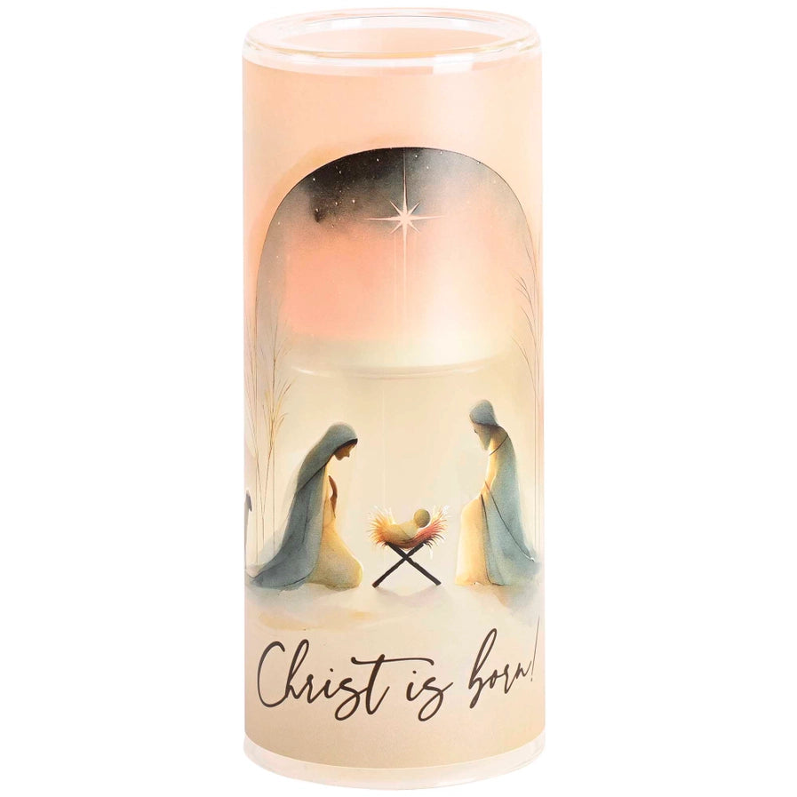 Candleholder Nativity Christ Is Born 10"