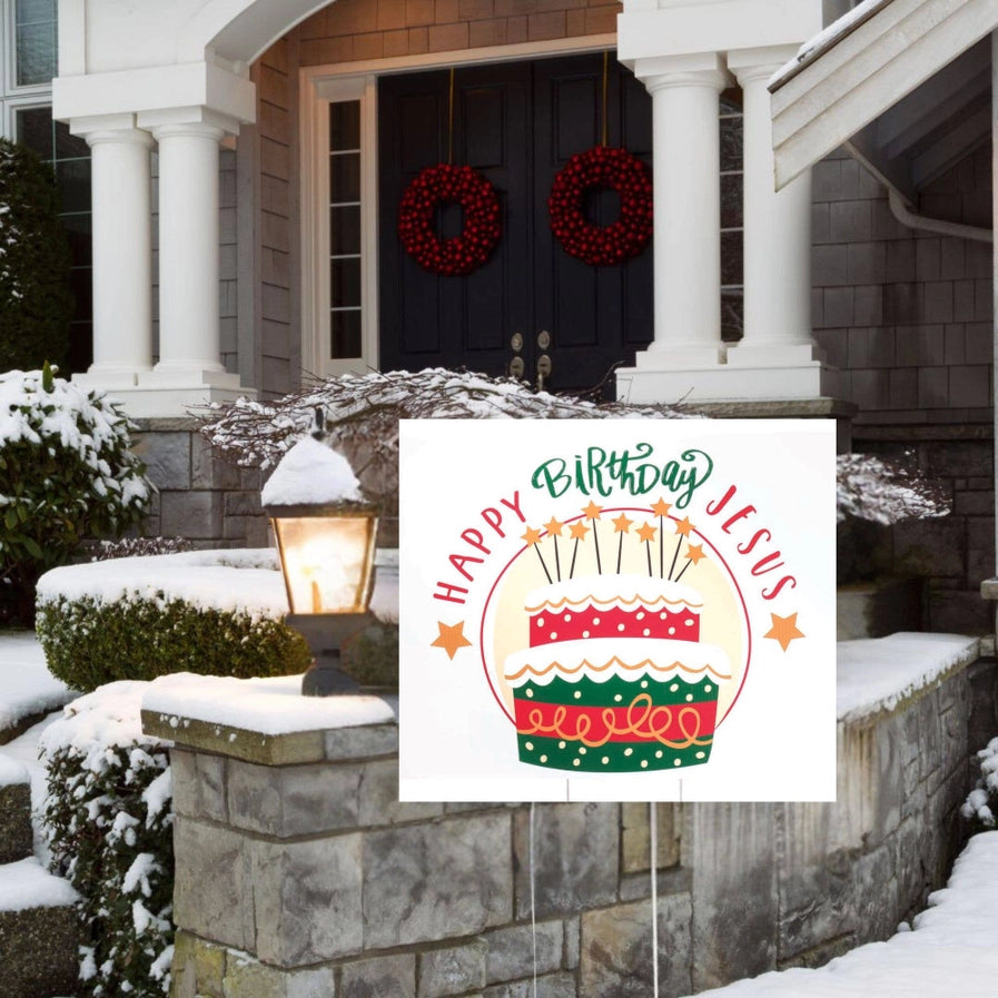 Happy Birthday Jesus Yard Sign