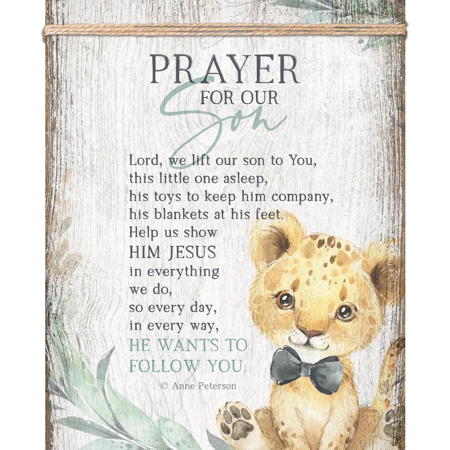 Prayer For Our Son - Timeless Twine 6X9 Wood Plaque