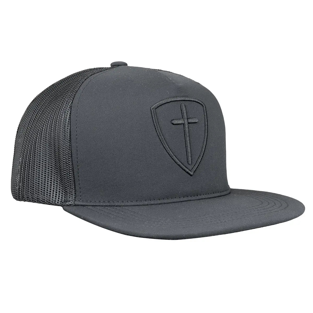 Kerusso Mens Cap Black Cross and Shield