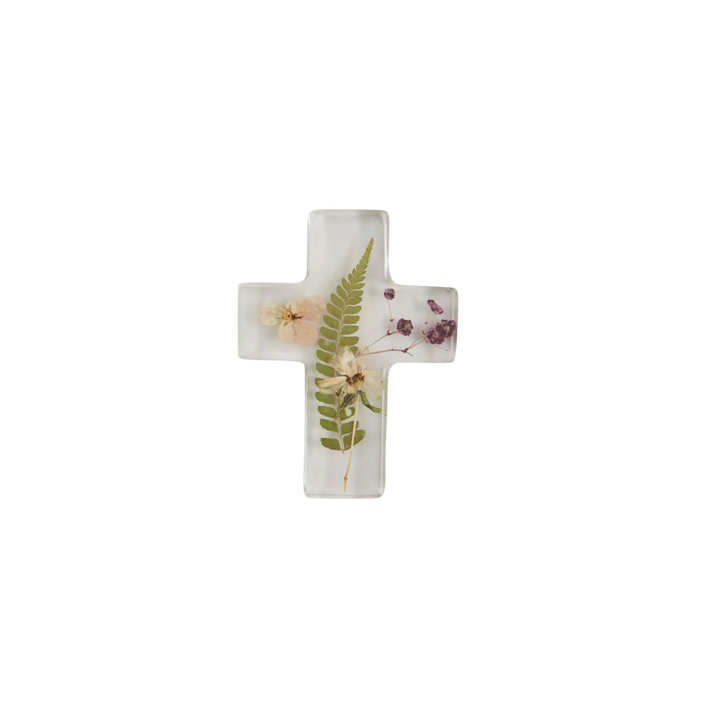 Dried Flower And Fern Resin Cross