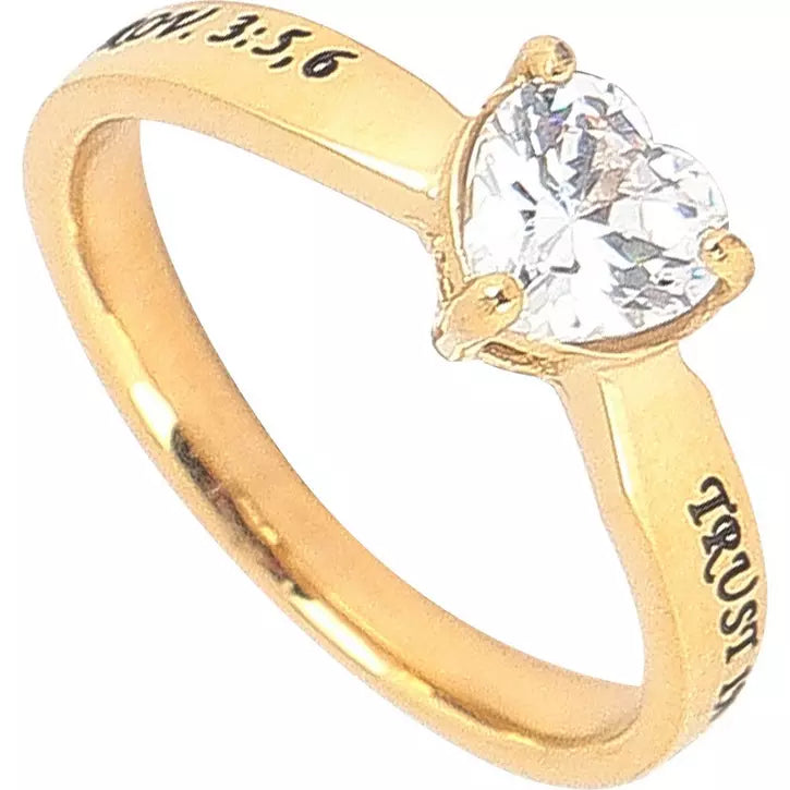 Women's Ring- Gold CZ Heart, "Trust"