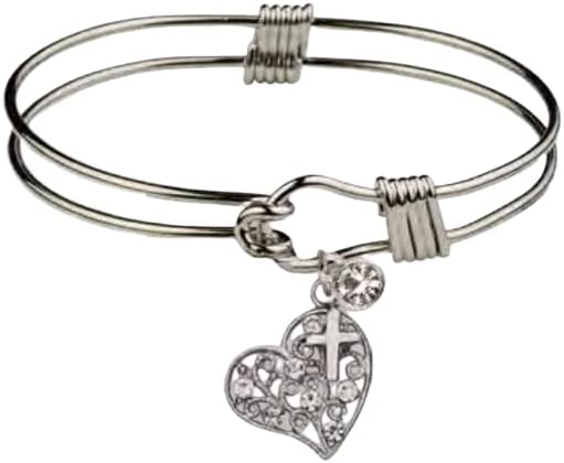 Rhodium Plated Heart/Stones Bracelet - Boxed, Stones
