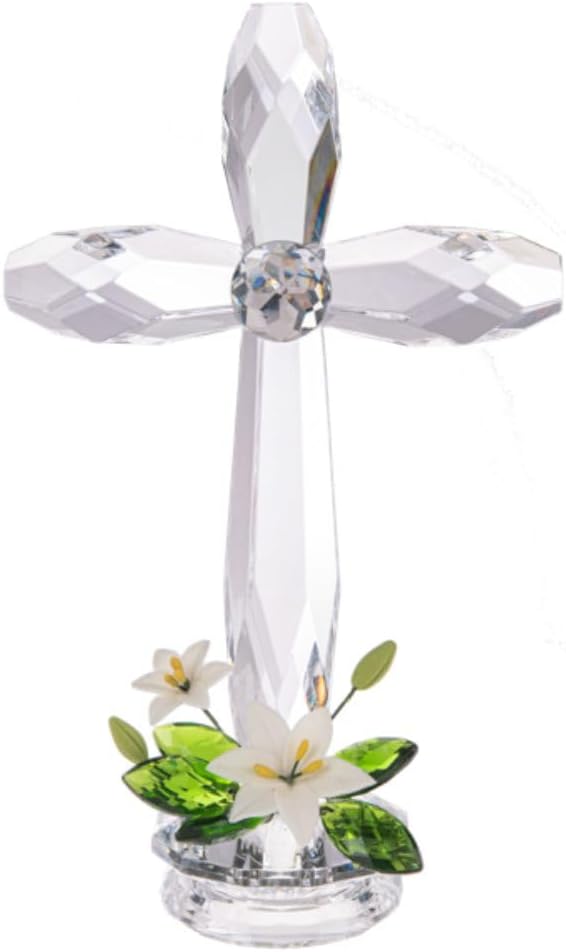 Crystal Expressions Standing Cross with Lily Figurine, 7.5 inches