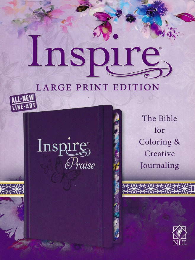 Nlt Inspire Praise Bible/Large Print-Purple Hardcover