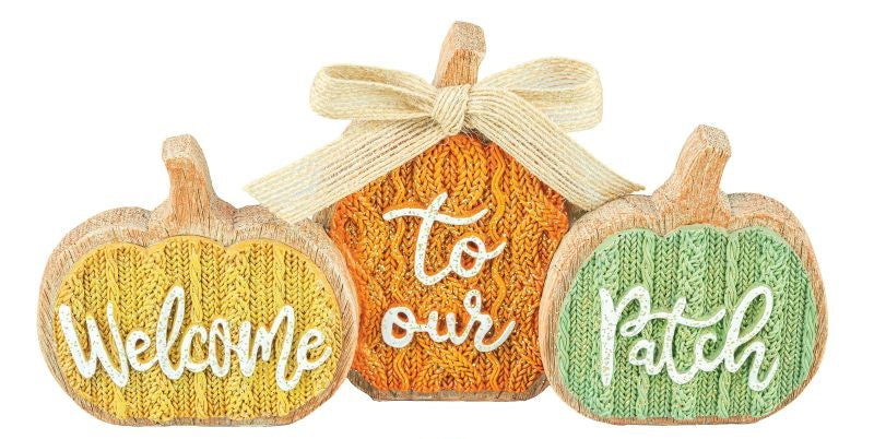 Welcome Thankful Faux Knit Pumpkins