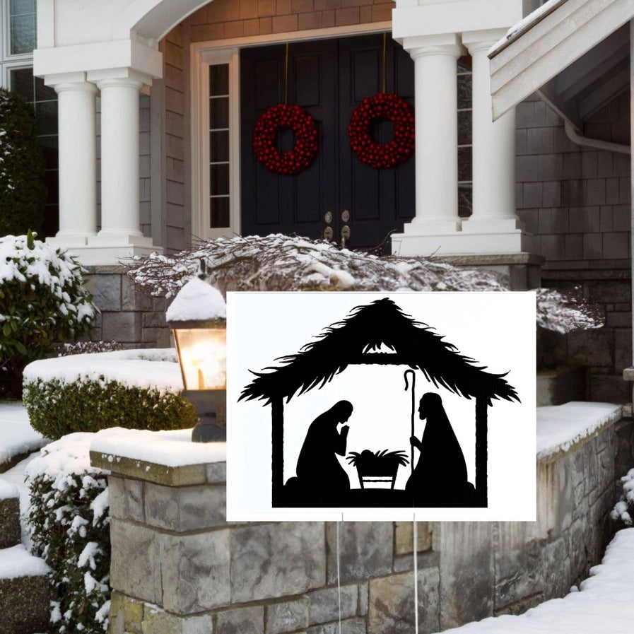 Yard Sign Holy Family Silhouette