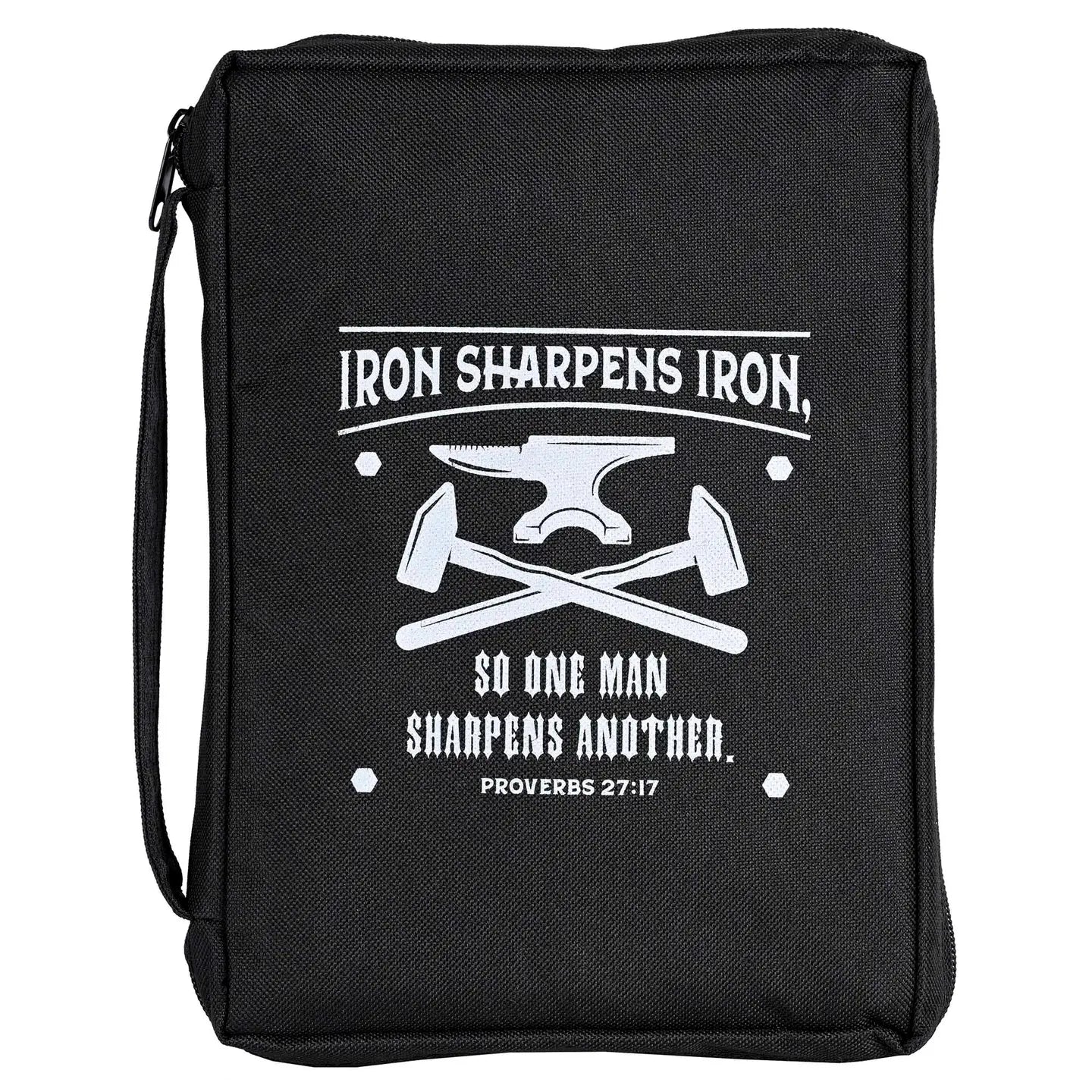 Bible Case Iron Sharpens Iron Black Large