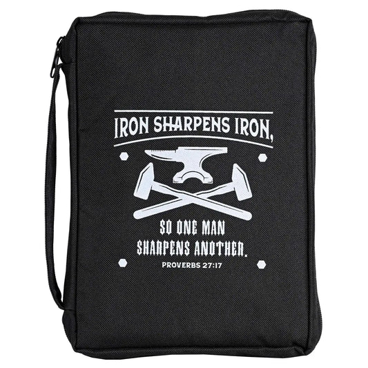 Bible Case Iron Sharpens Iron Black Large