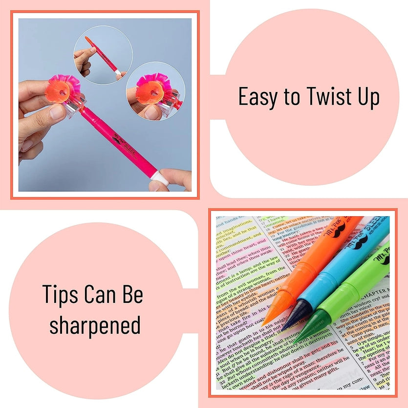 Mr. Pen No Bleed Gel Highlighter - Sharpenable Tip, 8 Pack