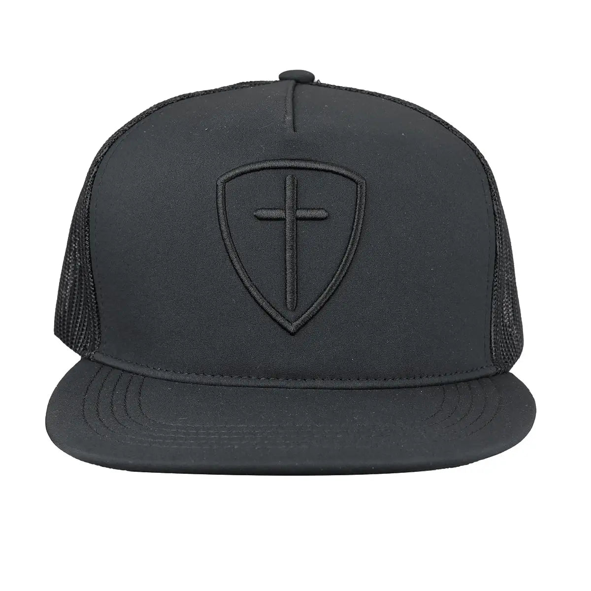 Kerusso Mens Cap Black Cross and Shield