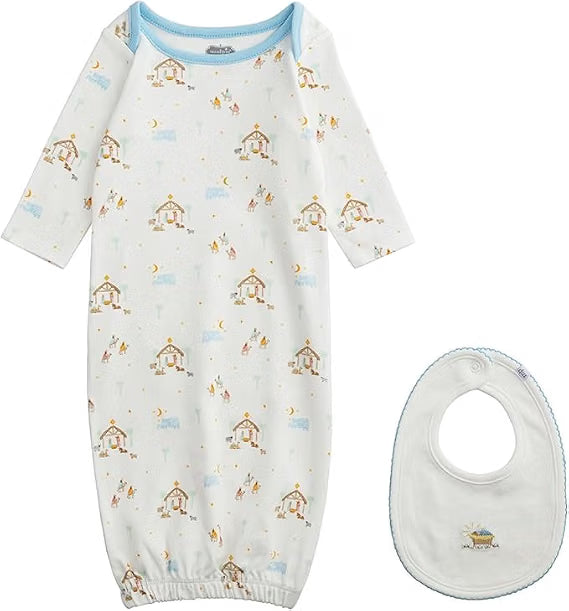Mud Pie Kids Christmas Nativity Gown with Bib White