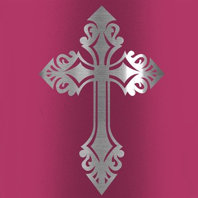 Kerusso 40 oz Stainless Steel Mug With Straw Filigree Cross - Pink
