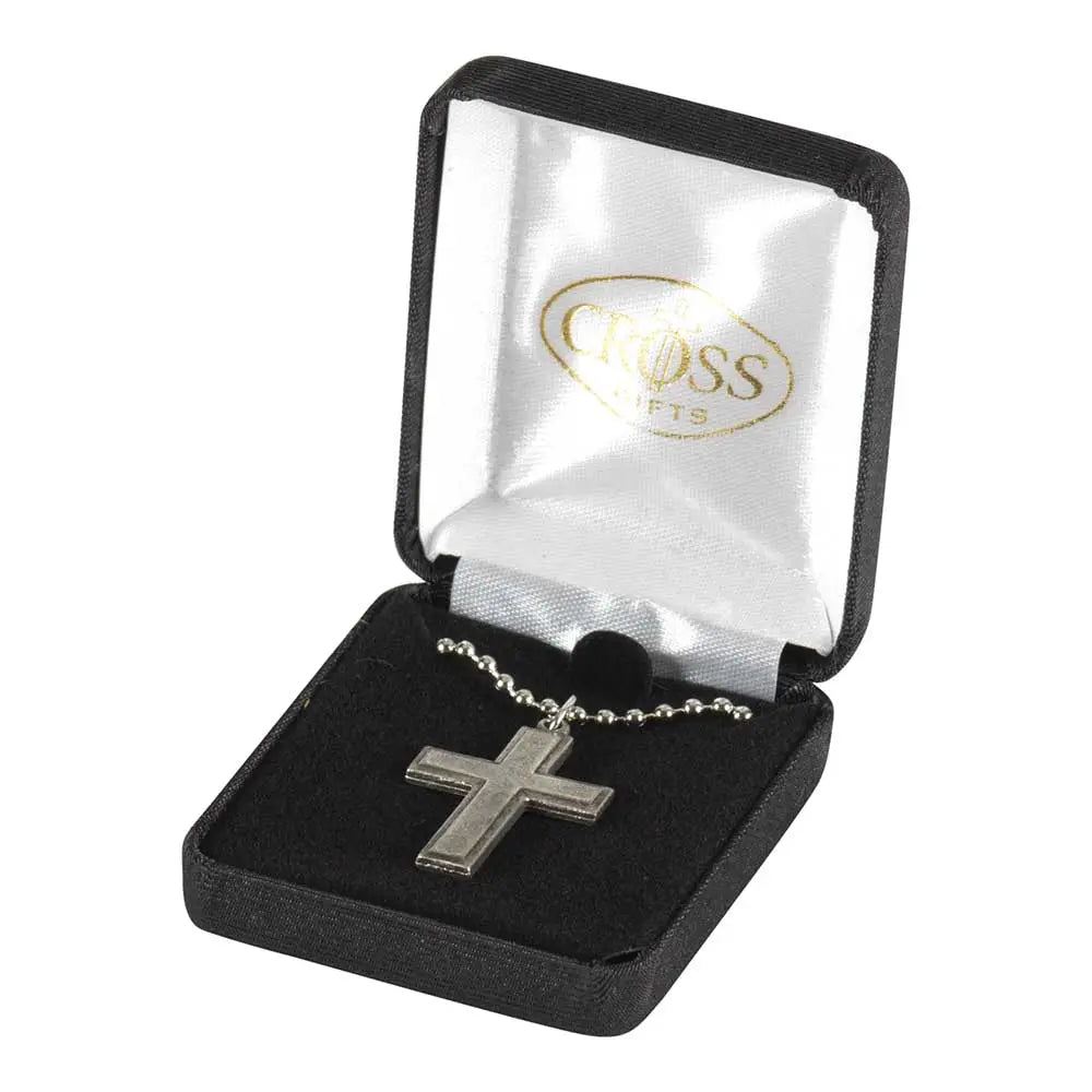 Necklace-Pewter Joshua 1:9 Cross, 21"Chain