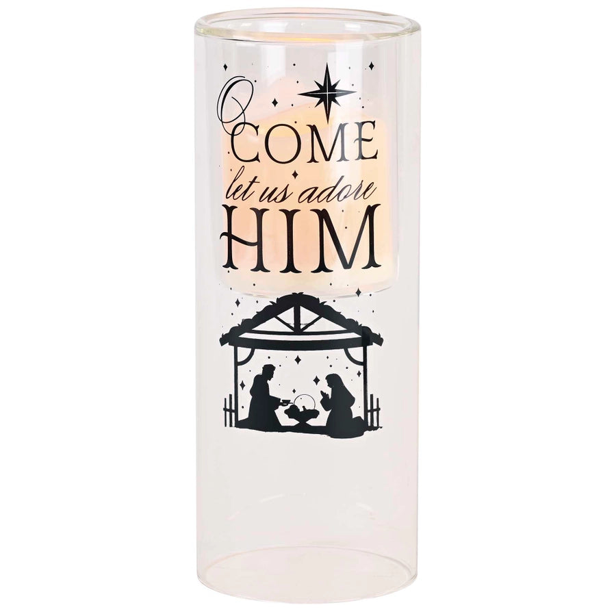 Candleholder O Come Let Us Adore 10in