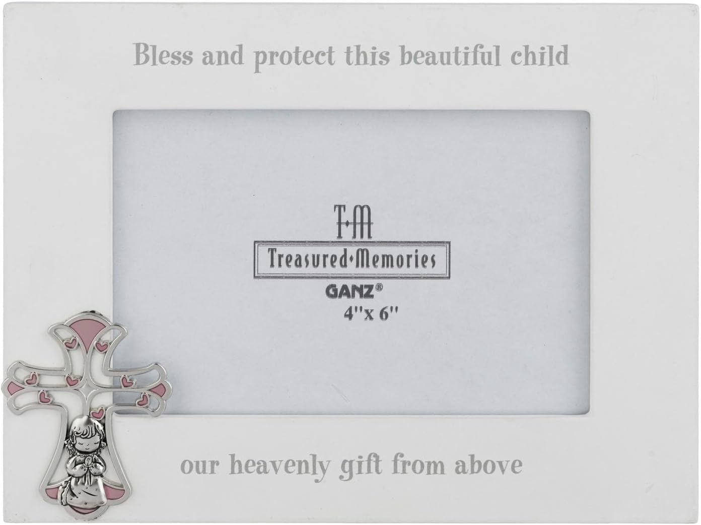 Pink Cross Keepsake Picture Frame, 4" x 6"