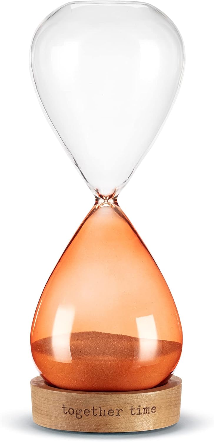 Together Time Sunshine Orange 8.5 x 3 Beech Wood Glass and Sand 30 Minute Timer Desk Accessory