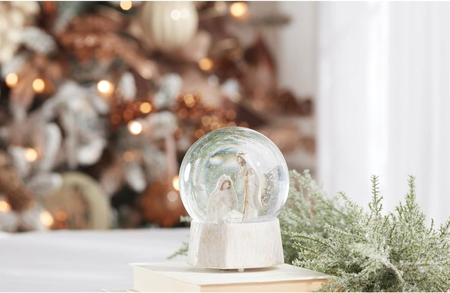 Musical Snow Globe w/Holy Family 5.75" H Resin (Wind-Up)