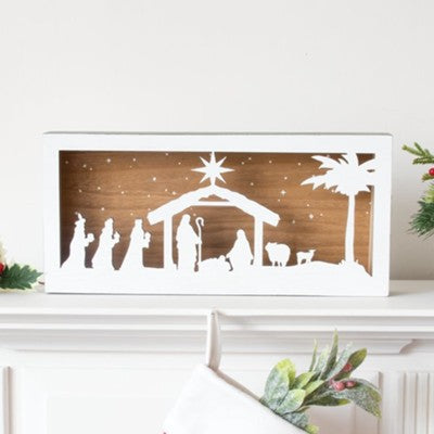 Nativity 2 Sided Wood LED Sign