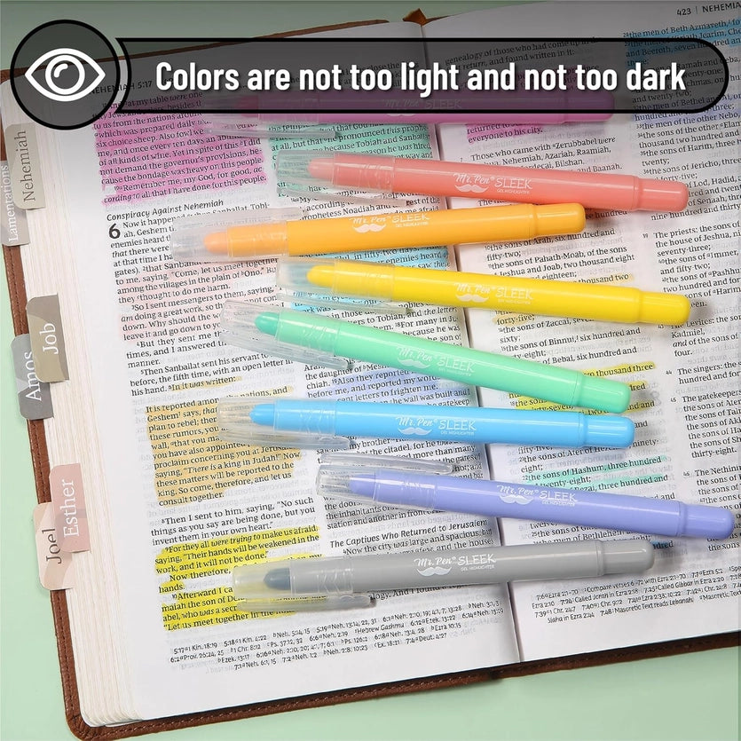 Mr. Pen Gel Highlighter - Sharpenable Tip, Pastel, 8 Pack