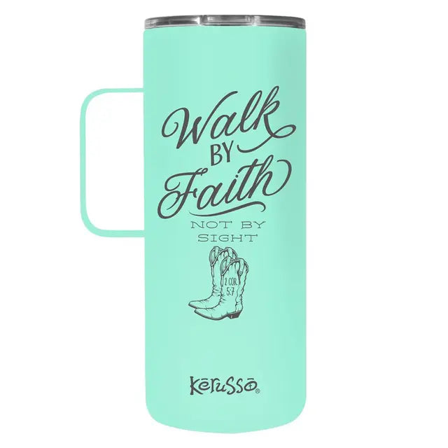 Kerusso 22 oz Walk By Faith Stainless-Steel Mug w/Handle