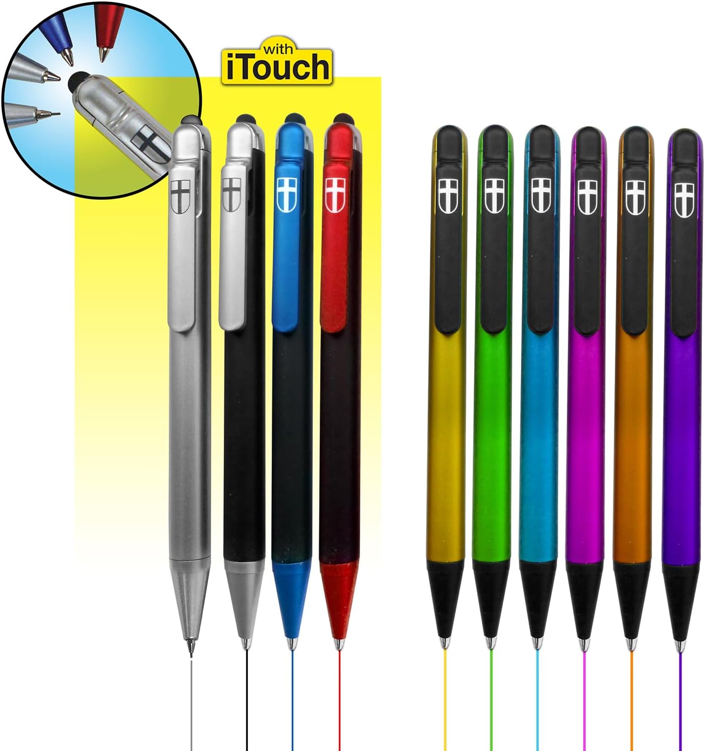 10 Piece Inductive Bible Study Pen/Pencil Set | No Smearing or Fading | Cross Imprint | No Bleed Pigmented Ink Black, Blue, Red, Yellow, Green, Pink, Orange, Violet