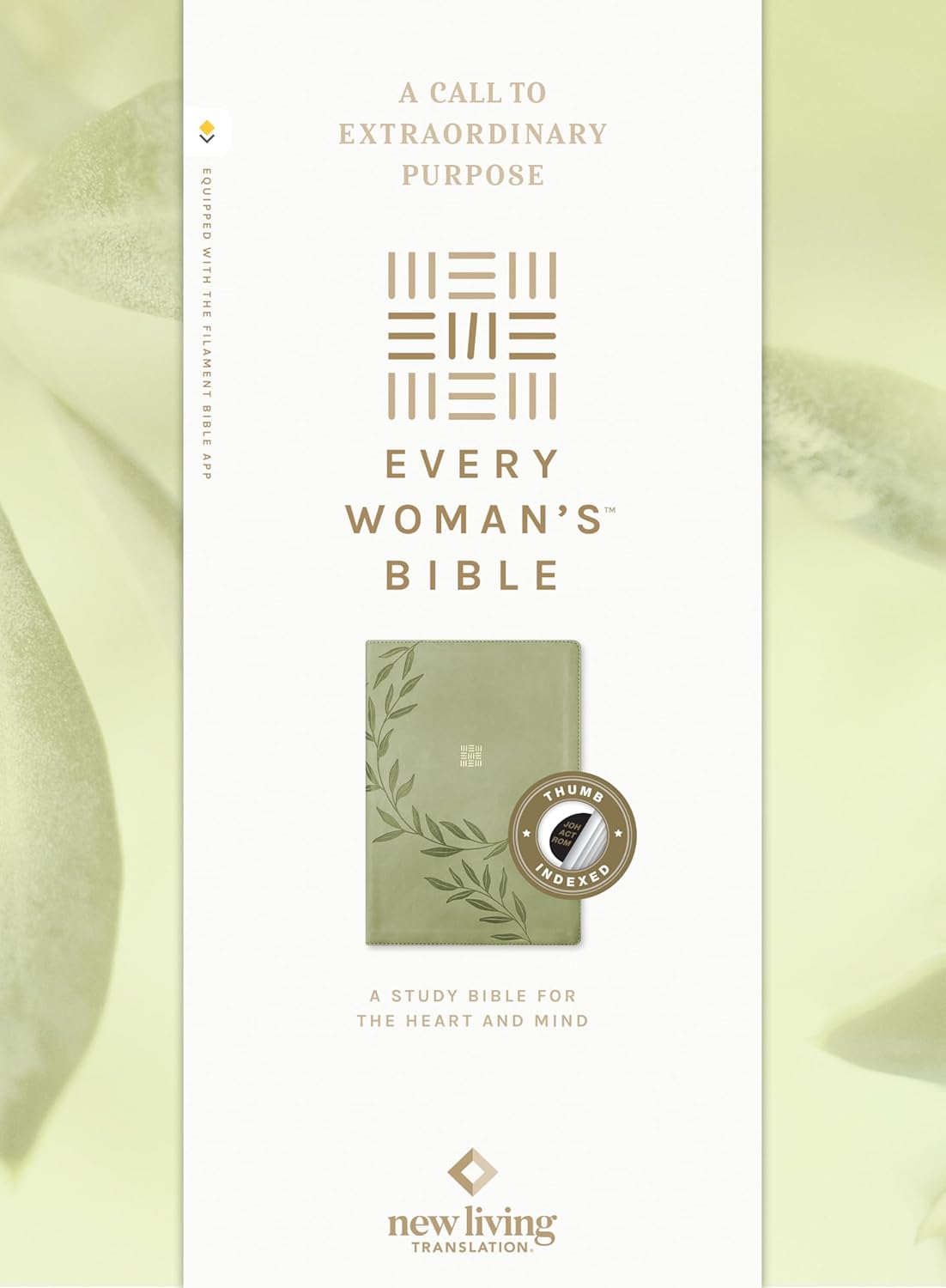 NLT Every Woman’s Bible, Filament Enabled (LeatherLike, Olive Branch Green, Red Letter, indexed)