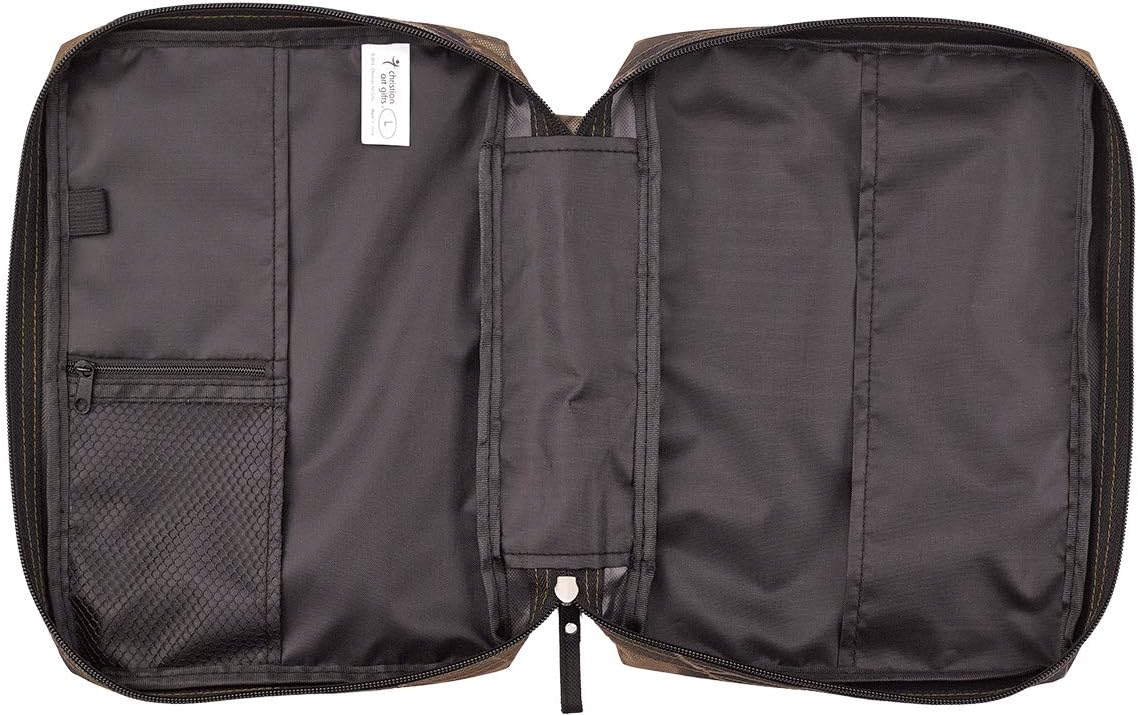 Stand Firm Oak Moss Camo Poly-Canvas Organizer Bible Cover - 1 Corinthians 16:13, Large